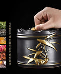 Heavy Duty Ceramic Coffee Canister With Locking Airtight Lid Keep Your Daily Grind Fresh In This Badass Kitchen Tea Caddy close-up.