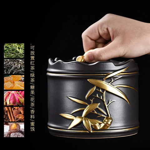 Heavy Duty Ceramic Coffee Canister With Locking Airtight Lid Keep Your Daily Grind Fresh In This Badass Kitchen Tea Caddy close-up.