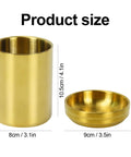 Gold Desk Organizer Set For Office 2-Piece Luxury Paper Clip And Pencil Holder Cup size details with dimensions in inches