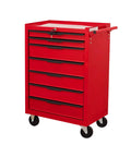 Premium 7 Drawer Rolling Tool Chest With Slick Ball Bearing Slides And Locking Caster Wheels, Beefy Carbon Steel Mechanics Cabinet, red.