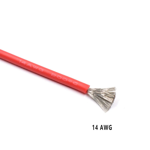 Close-up of red 14AWG wire insulation with exposed strands for Two Pack 4mm Banana Plug To Alligator Clip Test Lead Set