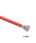 Heavy Duty Badass Alligator Clip Test Leads 14 Awg Silicone Jumper Wires 3 Feet with exposed red 14 AWG wire tip.
