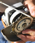 No Bull 4 Inch 14 Tooth Carving Saw Disc For Angle Grinders mounted on a tool, showing close-up of the cutting teeth and features.