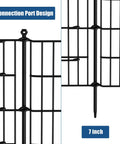 16 Panel Garden Fence With Gate, Rustproof Metal Fence Panels For Yard, connection port design and 7 inch stake