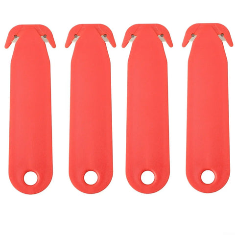 4 Pack Retractable Blade Box Cutters With Stainless Steel Safety Blades Double Edged Utility Knives For Cutting Paper Film And Packages Lightweight Portable And Easy To Carry In Black And White, four red handles