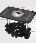 Dead Nuts Precise Router Lift For 65MM And 69MM Wood Routers with micro adjustment, measuring 240mm x 150mm, heavy duty build.