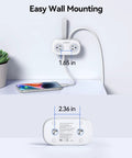 Slick Travel Power Strip With Four Ac Outlets And Three Usb Ports Including One Usb C Connector Pd 20W Fast Charging mounted on wall with cord.