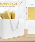 Three Pack Extra Large White Gift Bags With Handles 16 By 6 By 12 Inches Includes Six Tissue Papers For Birthday Wedding Holiday Shopping And Business Gift Wrap