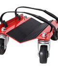 Heavy Duty Snowmobile Dolly Set With Steel V Slide, 1500 Lb Capacity, Two And A Half Inch Swivel Casters, Adjustable Nylon Tie Down Straps, Red Finish, Built Tough For Garage Storage And Easy Transport, red steel dolly with straps