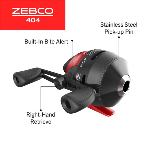 Spincast Reel And Rod Combo With A 6 Foot Two Piece Rod Size 40 Reel Right Hand Retrieve Pre Spooled With 15 Pound Line, side view.