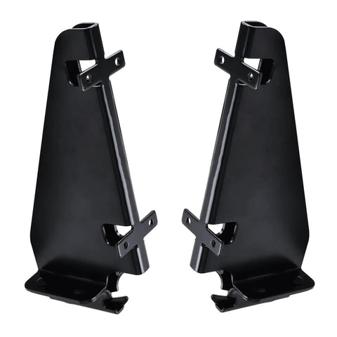 Front view of 4 Pack E Track Fixed Shelf Brackets For Trailer Truck Warehouse And Garage Heavy Duty Rust Resistant Black Finish