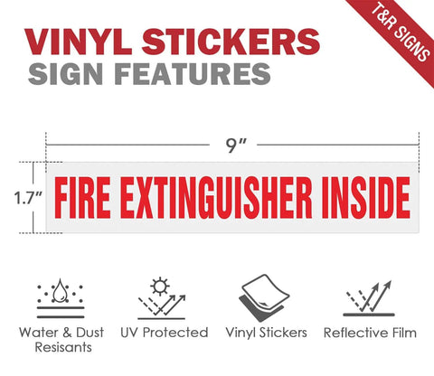 Inside Fire Extinguisher Sign Stickers 10 Pack Reflective Vinyl Decals UV Resistant Waterproof Fade and Scratch Resistant Self-Adhesive