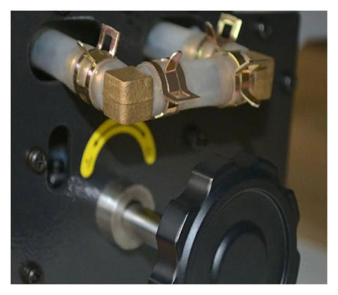 Close-up of hoses and fittings on Shop Grade Workhorse Hot Bender Machine for Channel Letters and Acrylic Signage.