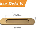 Size details of Self Stick Oval Sliding Door Pulls Set of 4 Aluminum Alloy Recessed Door Handles Punch Free Bronze Gold 180mm