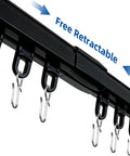 15Ft Retractable Curtain Track Kit With Hooks, Ceiling And Wall Mount, Heavy Duty Telescoping Main Rail For Room Divider, Wardrobe, RV, Hospital, Living Room And Bathroom, Black close-up