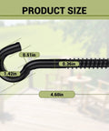 Beefy 3/8 X 4.5 Inch Steel Screw Hooks 10 Pack Tough Self Tapping Eye Bolts size details with measurements