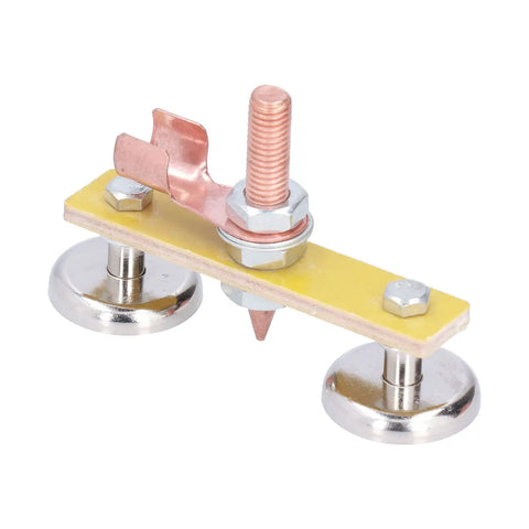 Ultra Strong Magnetic Welding Support Clip With Double Heads And Heavy Duty Suction That Holds Up To 3kg Per Side, showing copper handles and metal suction bases.