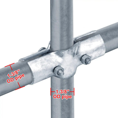 8 Pack 1 3/8 Inch Line Rail Clamps For Chain Link Fence Cross Grid Boulevard Fittings 0.11 Inch Thick Carbon Steel With Hot Dip Galvanized Finish Heavy Duty Rails And Posts Securing Clamp Set securing cross grid connections.
