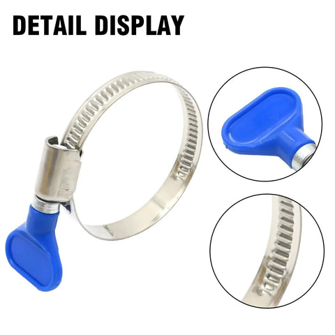 Stainless Steel Hose Clamps Set For Auto And Plumbing, Thumb Screw Key Type Adjustable Clamp, 9 mm Band Width, 10 Pack, blue key