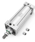 Heavy Duty Pneumatic Air Cylinder With 80mm Bore And 200mm Stroke Double Acting Single Rod Three Eighths Port M20 By 1.5 Threaded Rod Includes 2 Push In Fittings Now.