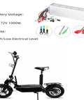 High Power 48 To 72V 1000W Brushless DC Motor Speed Controller for eBikes and Scooters with wiring and brake connections