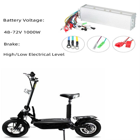 High Power 48 To 72V 1000W Brushless DC Motor Speed Controller for eBikes and Scooters with wiring and brake connections