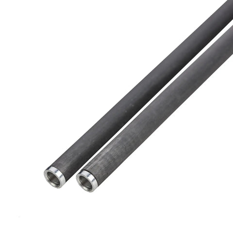 Close-up view of the ends of Wrath Archery Arrows 30 Inch Length 340 Spine Carbon Arrows Pack Of 6 For Hunting 3D And Target Practice 2 Inch Fletching
