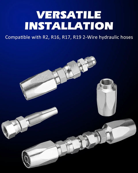 SPARKWHIZ hydraulic hose repair kit chrome fittings, 3/8 inch inner diameter, reusable 2-wire hoses