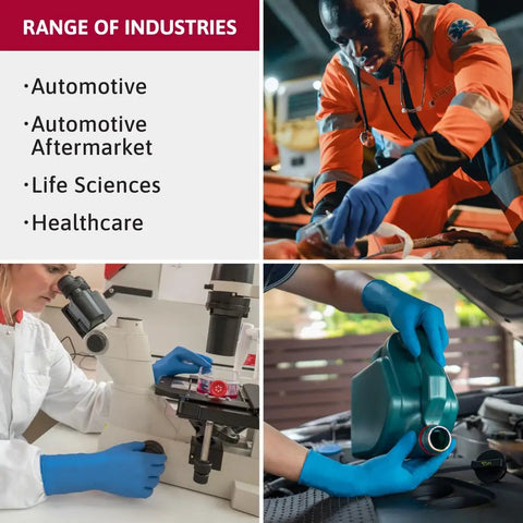SafeGrip SG375 Extra Thick Disposable Latex Gloves With Textured Fingertips For Automotive And Life Sciences For Food Handling Blue Small Single Use Case Of 500 in diverse professional settings