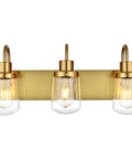 Three Light Matte Black Vanity Light Fixture With Clear Glass Shades For Bathroom Farmhouse Rustic Style Above Mirror Dope Look