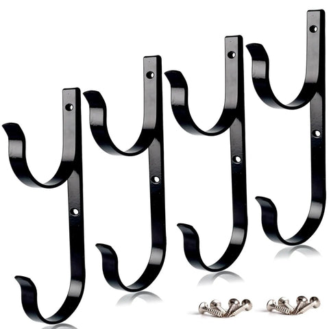 Two Pack Heavy Duty Black Aluminum Pool Pole Hangers With Screws Sturdy Hooks For Telescopic Poles Skimmers Nets Brushes Vacuum Hoses Garden Tools And Outdoor Pool Equipment Built To Last.