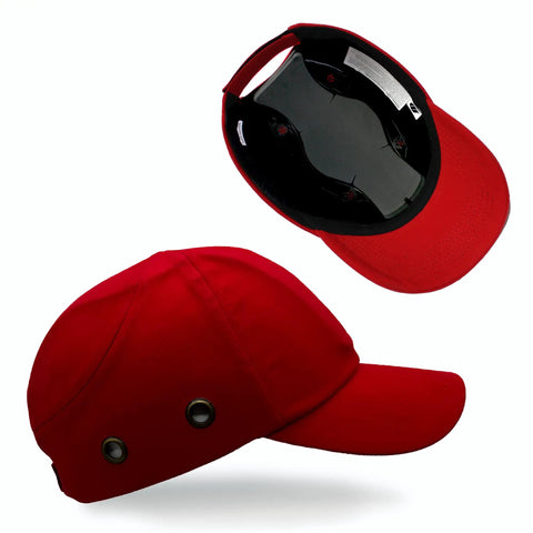 Red Baseball Safety Bump Caps Helmet For Men And Women, Lightweight Comfy Head Protection Caps With Ventilation, Easy Fit Hard Hat Alternative, Durable Protective Baseball Caps For Work