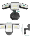 70W 7000LM LED Flood Light With 4 Adjustable Heads Switch Controlled Outdoor Security Lighting 6500K Daylight IP65 Waterproof