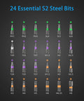 All In One 24 In 1 Magnetic Ratchet Screwdriver Set With Detachable Handle And S2 Steel Bits for various screw types and sizes.