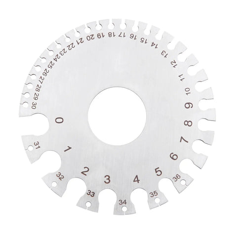 Stainless Steel Wire Diameter Gauge 0-36 Inch for Copper, Brass and Other Non Ferrous Metals showing engraved scale for precision.