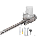 Amazon wood router slotting carving jig with metal guide rail and clear plastic mounting block; includes wrenches.