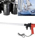 Heavy Lifter Electric Drum Pump Transfer System Moves Liquids With No Sweat Operating Featuring One Button Push And Blistering Eight Thousand Rpm Rotation powered by standard outlet with immersion tube and motor.