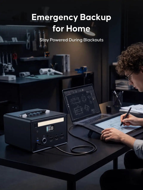 Rugged Portable Power Station Delivering A Solid 1000W Output Loaded With 1008Wh LiFePO4 Cells, used for emergency home backup.