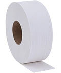 Jumbo 2 Ply Bath Tissue For Commercial Dispensers, Unscented White Toilet Paper Roll 3.3 Inch By 650 Foot, 12 Count Bulk Pack