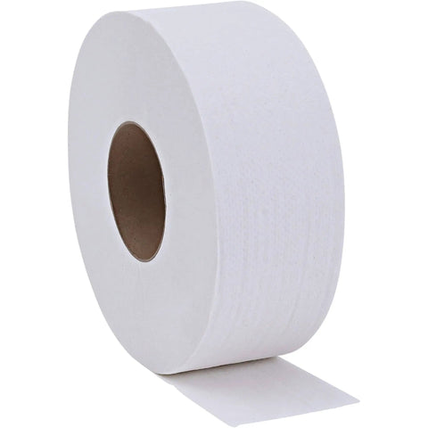 Jumbo 2 Ply Bath Tissue For Commercial Dispensers, Unscented White Toilet Paper Roll 3.3 Inch By 650 Foot, 12 Count Bulk Pack