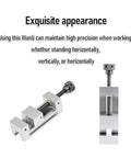 Top Shelf Industrial Right Angle Vise For CNC Milling Machines And Bench Grinders Hella Sturdy Hardened Steel Precision Flat Jaw Clamp Solid Workholding Block QGG150 shown from two angles.