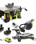Straight Fire Cutting Powerhouse Pairing A Hella Portable Eight Quarter Inch Compact Table Saw With A Seven Quarter Inch Sliding Miter Kit.
