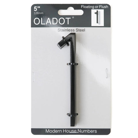 OLADOT 5-inch black stainless steel floating house number with nail kit for floating or flush installation