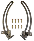 Two Piece Lid Support Hinge Set For Cabinets And Wooden Jewelry Boxes With Curved Rods And Eight Screws Left And Right Pair