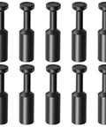 10 black 6mm OD Push To Connect Pneumatic Fitting Plugs made of PBT resin for small pipe lines, quick install, durable at 0-145 psi and 32-140°F
