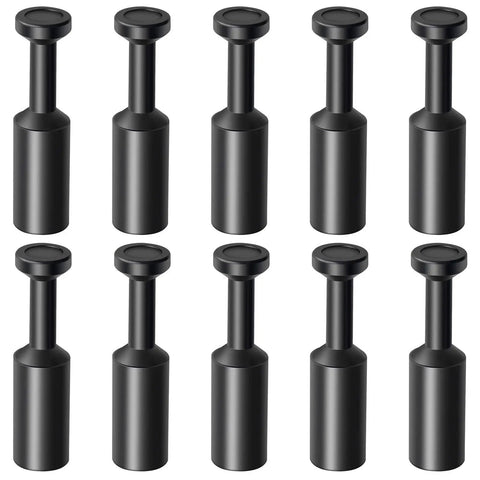 10 black 6mm OD Push To Connect Pneumatic Fitting Plugs made of PBT resin for small pipe lines, quick install, durable at 0-145 psi and 32-140°F
