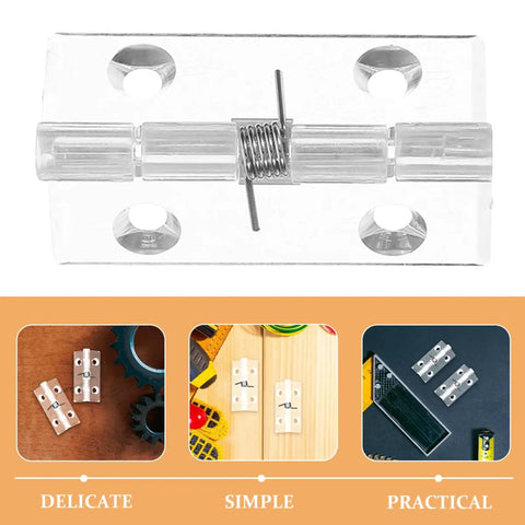 Self Closing Door Hinges 6 Pack Clear Acrylic Spring Loaded Hidden Hardware For Indoor Cabinets And Shower 45x35mm