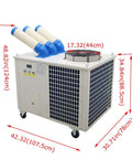 No Sweat Heavy Duty Industrial Portable Air Conditioner 28900 BTU 3.15KW 220V Turbo Fan with three blue ducts.