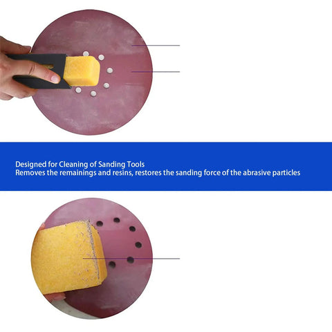 Pro Grade Natural Rubber Sandpaper Cleaning Stick Telescoping Debris Eraser for Sanding Belts and Discs in use