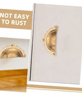 Vintage Gold Semi Circle Cabinet Door Pulls 2 Pack, Retro Cupboard And Wardrobe Drawer Handles for Kitchen Cabinets, shown installed